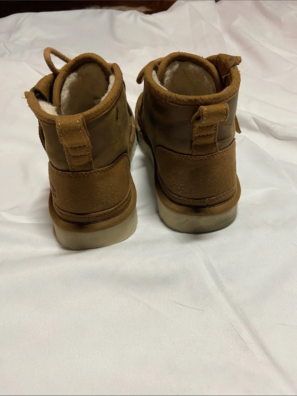 UGG Neumel Zip Men’s Brown Leather Chukka Boots with Shearling Trim